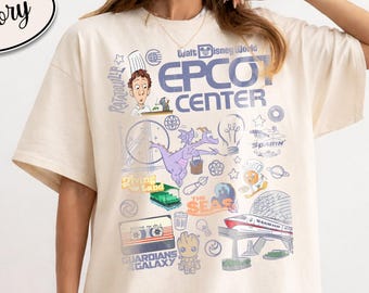 Vintage EPCOT Center Shirt, Disney World Figment Ride Collage Shirt, Family Trip 2026 Shirt