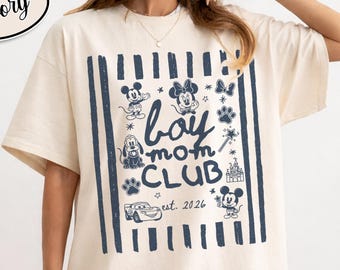 Disney Boy Mom Club Shirt, Mickey Mom of Boys Tee, Cute Mama Graphic Tee Shirt, Trendy Motherhood Gift, Disney Family Trip Mothers Day Shirt