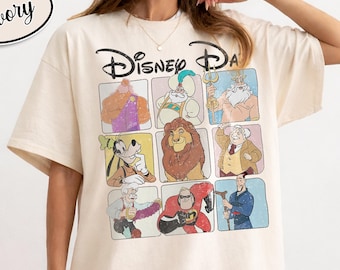 Vintage Disney pappaskjorta Comfort Colors, fadersfigurer collage-tröja