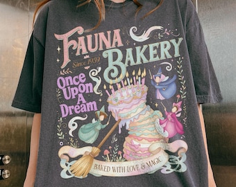 Camiseta de la panadería Fauna de La Bella Durmiente, Camiseta de hadas Érase una vez un sueño, Camiseta retro Flora Fauna Merryweather Disney