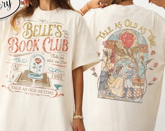 Retro Belle Book Club Shirt, Tale As Old As Time Princess Reading Tee, Beauty And The Beast Book Lover Comfort Colors Gift Shirt