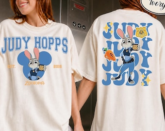 Zootopia Polizei Hase Shirt, Retro Judy Hopps T-Shirt, Disney Urlaub 2026 Shirt, Komfort Farben Familie Reise T-Shirt