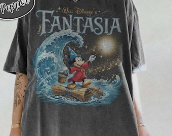 Retro Disney Fantasia Trollkarl Musse Pigg Tröja i Komfortfärger Walt Disney