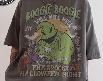 ヴィンテージ ディズニー ハロウィン ウギー・ブギー シャツ、コンフォートカラーズ ナイトメアー・ビフォア・クリスマス Tシャツ、ディズニー ハロウィン パーティー スプーキーシーズン 2026 ギフト