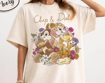 Disney Chip and Dale Shirt, Cute Floral Chip N Dale Tee, Vintage Disney