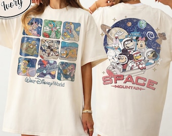 Retro Space Mountain-skjorta, Magic Kingdom Vintage-skjorta, Musse vänner-skjorta, Disney-reseskjorta