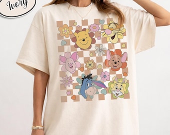 Vintage blommig Nalle Puh-skjorta, Comfort Colors Puh Tiger Eeyore-tröja