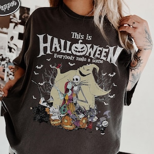 Camiseta Vintage de O Estranho Mundo de Jack, Jack, Sally, Oogie e Boogie, Camiseta de Festa de Halloween da Disney, Camiseta de Tarô da Temporada Assustadora 2026