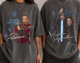 Retro Star Wars Padme Anakin Shirt, Romantic Jedi Couple Tee, Attack Of The Clones Gift, Galaxy’s Edge Disney Family Trip Shirt 2026