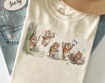 Star Wars Ewok Emotions-skjorta, söt Ewok-grafikskjorta, Galaxy's Edge-skjorta, Disney-resa-skjorta, vintage Star Wars-skjorta