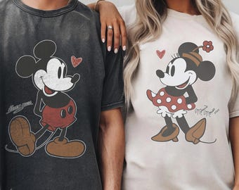 Mickey and Minnie Couples Shirt, Disney Matching Shirts, Retro Mickey Mouse Comfort Colors Tee