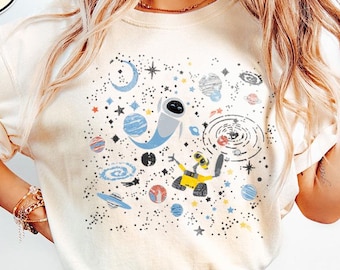 Wall-E Eve Space Shirt, Pixar Couple, Disneyland Graphic Tee