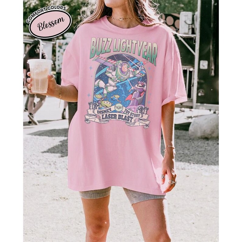 Buzz Lightyear Zurg Toy Story Shirt, Retro Space Ranger Comfort Colors Tee Blossom | Light Pink