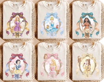 Disney Princess Shirt Watercolor Bow Frame Portrait Tee
