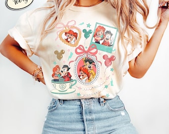 Coquette Bows Watercolor Roxanne & Max Shirts, Comfort Colors Retro Goofy Movie Powerline Couple Disney Trip Shirt