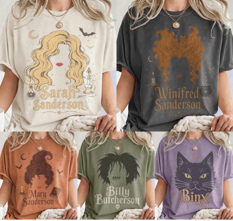 Hocus Pocus Halloween 2026 Shirt, Sanderson Sisters Witch Tee, Binx Sarah Winifred Billy Mary Graphic, Spooky Season Costume Gift for Ladies