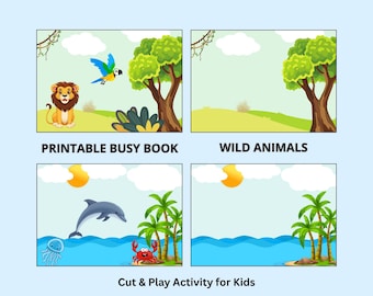 Wild Animals Busy Book – Printable Animal Activity PDF Set for Preschool; Animals Learning Game
