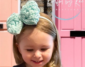 The Nicole Bow - Crochet Bow - Crochet Hairbow - Hairbow - Headband - Textured Bow- Baby Headband - Baby Accessories