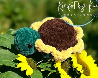Sunflower Turtle Crochet Plush Amigurumi, Gift, Desk Pet, Animal Plush,