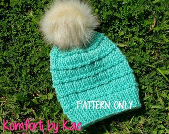 PATTERN {The Mia Beanie} Knit Hat - Toupe - Beanie - Knitted Hat - Knitted Beanie - Winter Hat Pattern - Knit Pattern