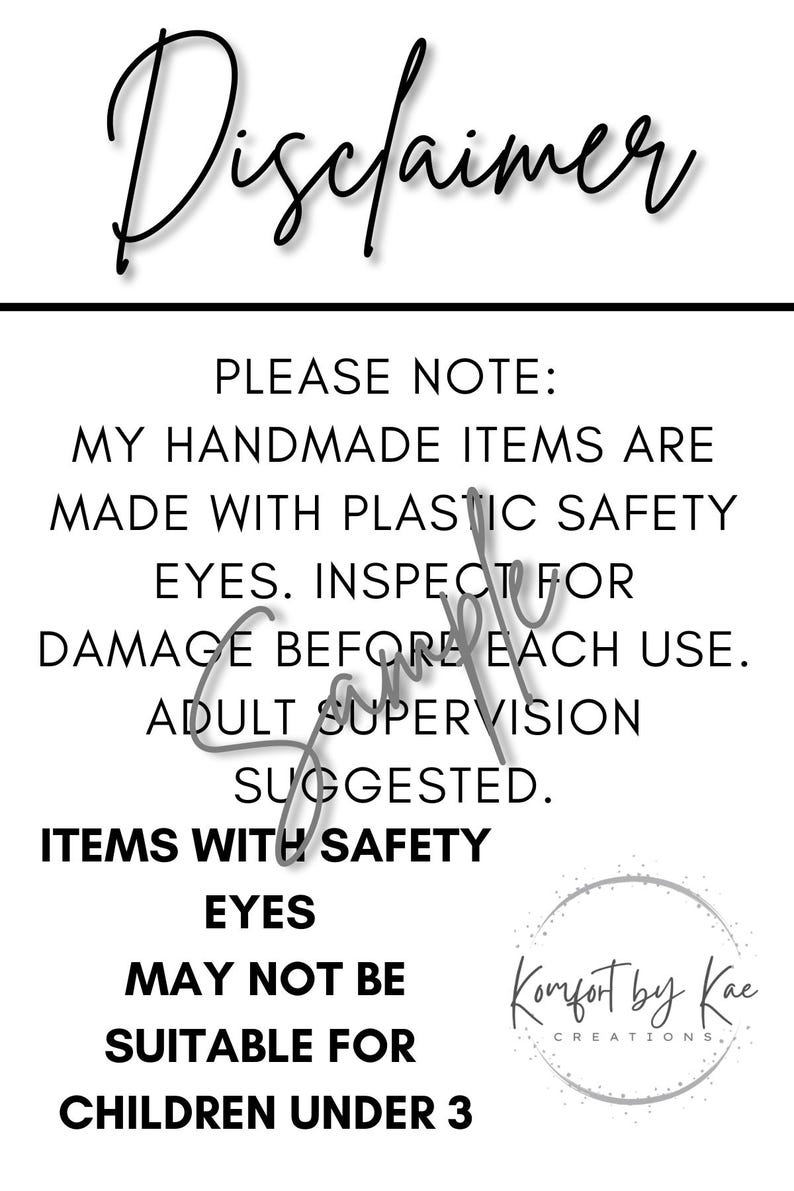 Safety Eye Notice Canva Template, Craft Show Disclaimer (digital File ...