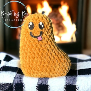 Happy Chicken Nugget Crochet Plush Amigurumi, Gift, Desk Pet, Food Stuffie, Handmade Gift, Emotional Support Nuggets