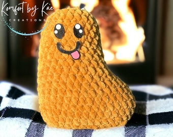Crochet Chicken Nugget Plush, Handmade Food Stuffie, Desk Pet