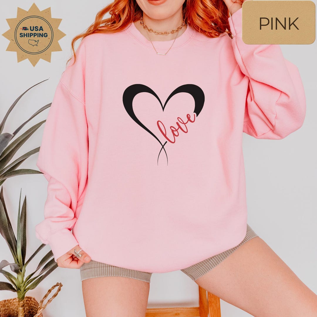Heart Outline Love Script Valentine Shirt - Etsy
