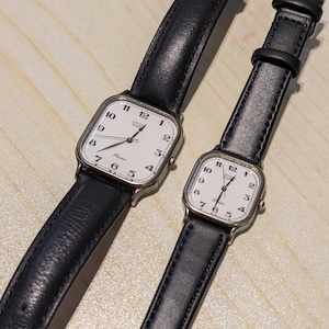 Vintage Citrin Riviere Quartz Uhr - Herren & Damen Set - Klassisches quadratisches Gehäuse