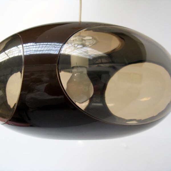 Vintage Original Colani Chocolate Brown UFO Space Age lamp,made circa 1970s
