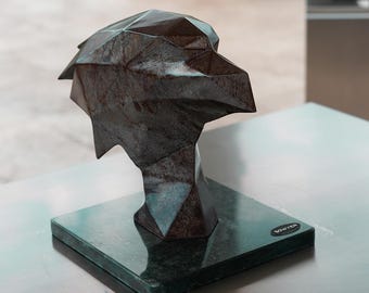 Geometryczna metalowa rzeźba orła • Nowoczesna sztuka industrialna ze zwierzętami • Rustykalna dekoracja ze stalowego orła • Ręcznie wykonana wielokątna statua