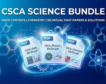 Paquete de exámenes anteriores de matemáticas y física de CSCA / ZH-EN bilingüe con soluciones completas