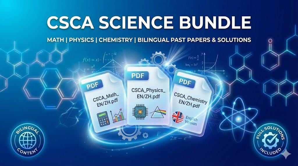 Csca Math CSCA Math and Physics Past Paper Bundle | ZH-EN Bilingual With Complete ...