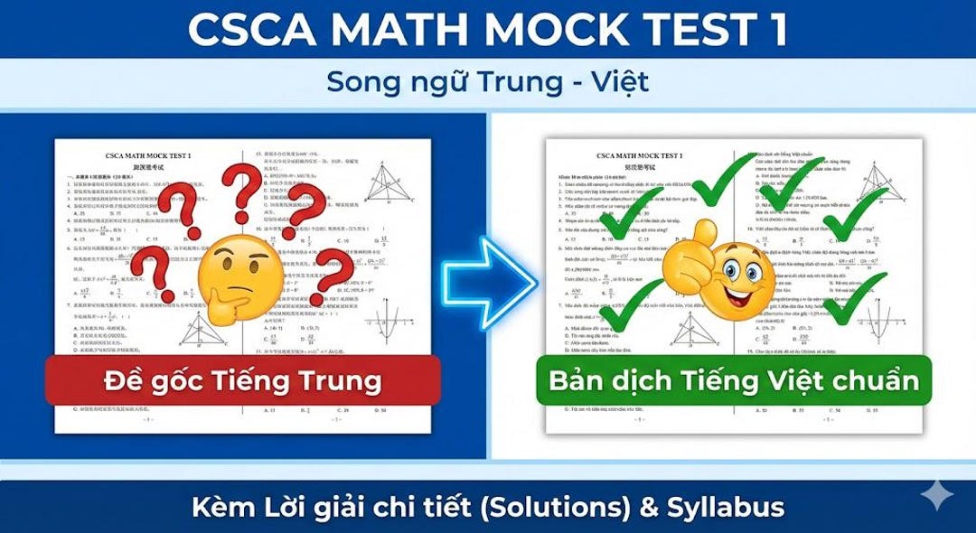 Csca Math Preptest CSCA Math Mock Test 1 (vietnamese & Chinese) | Đề Thi Thử Toán CSCA ...