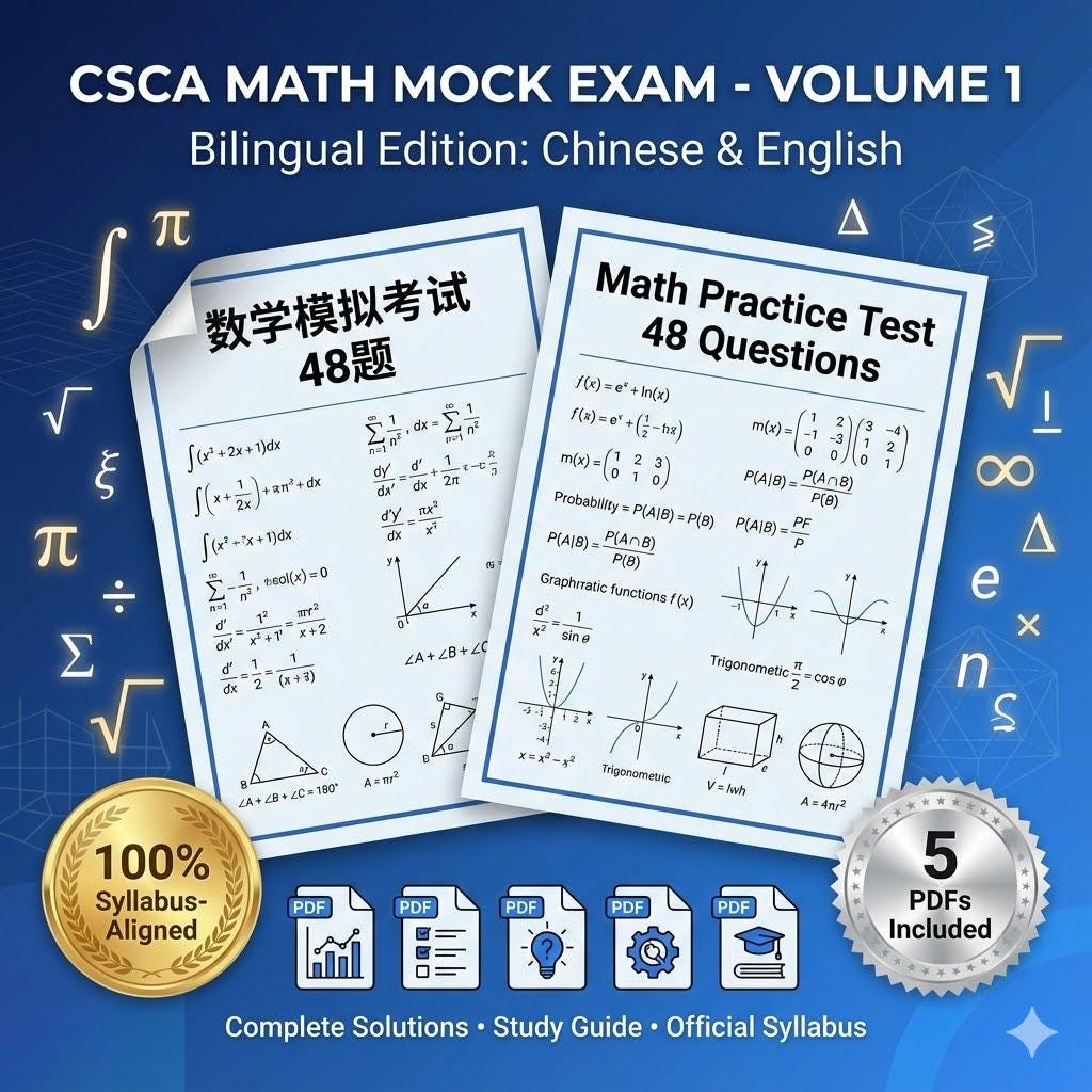 CSCA Math Practice Test Bundle Vol.1+2+3 | Buy 2 Get 3 | 144 Questions ...