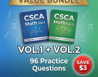 CSCA Math Mock Test Bundle Vol.1+2 | 96 Practice Questions Chinese + English | Bilingual Resolution | Math Worksheet Printable | PDF