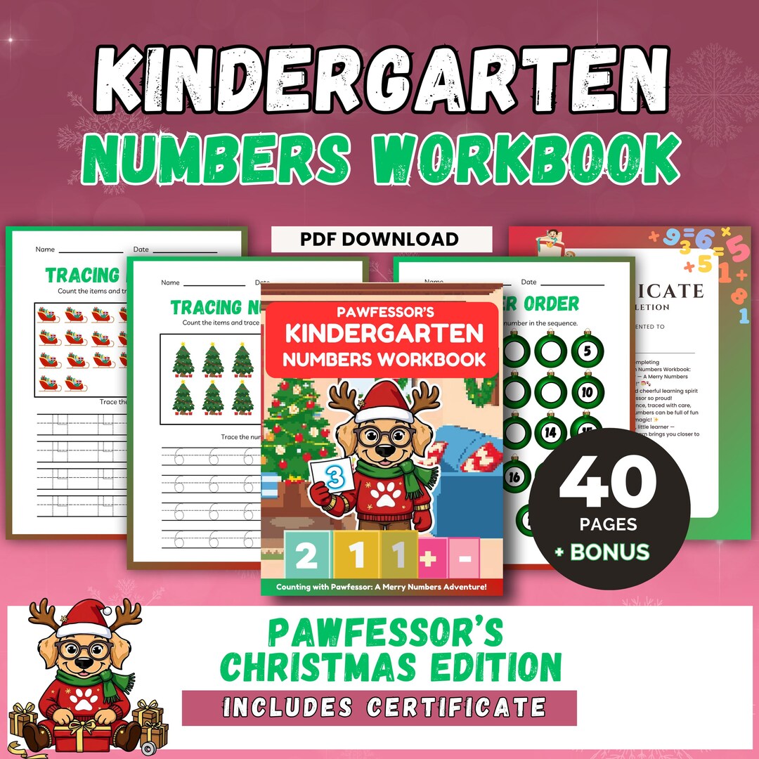 Kindergarten Number Workbook Printable PDF Preschool Counting Practice ...