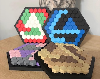 3D-geprinte zeshoekige puzzel - meerdere aangepaste kleuropties