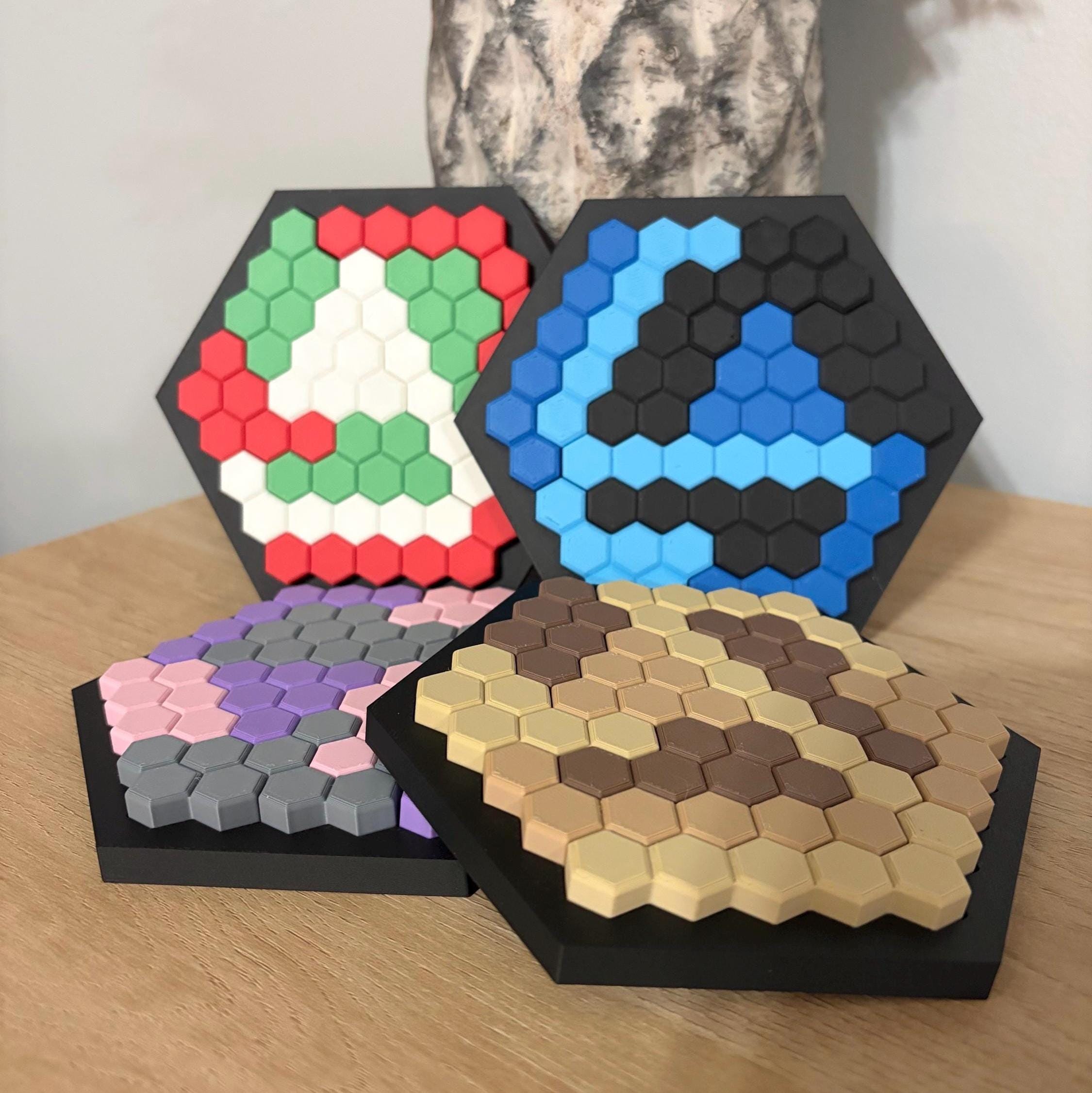 3D Printed Hexagonal Puzzle - Multiple Custom Color Options - Etsy