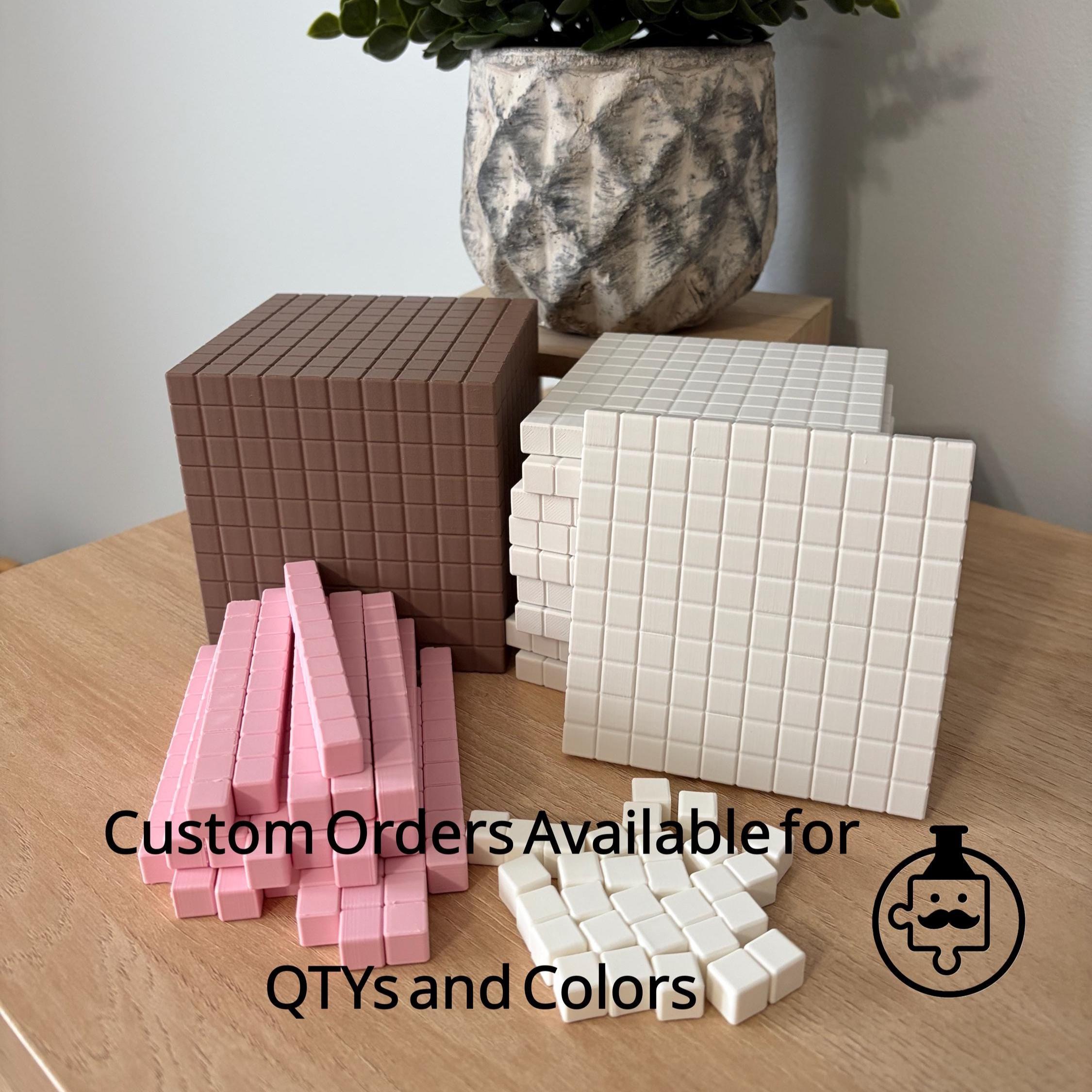 Ten Block Math Set Place Value Base 10 Blocks – Montessori Math Set, Ones, Tens, Hundreds ...