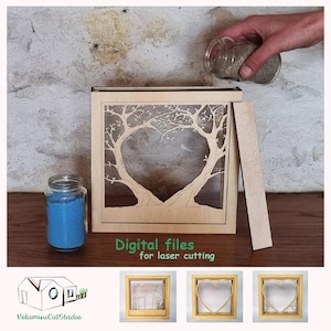 Sand Ritual Box Pack – Laser Cutting File • Customizable • 21.6×21.6×4 cm • DXF SVG • Wood or 3mm PMMA • DIY Wedding
