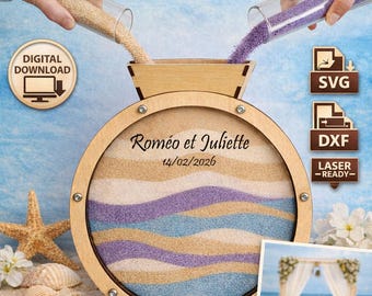 Unity Sand Ritual-ram för bröllop eller familjeceremoni DIY – Ram för bröllopssandceremoni – Laserskuren fil • DXF SVG EPS •