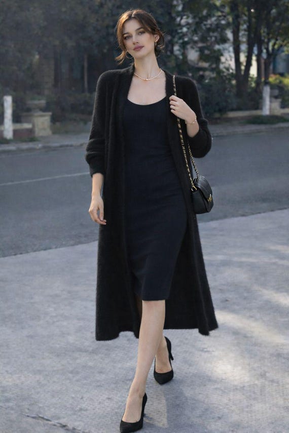 Women's Knee Length Knit Cardigan Warm Thick Fleece Sweater Coat Lazy Style Autumn Winter Women's Knee Length Knit Cardigan Warm Thick Fleece Sweater Coat Lazy Style Autumn Winter