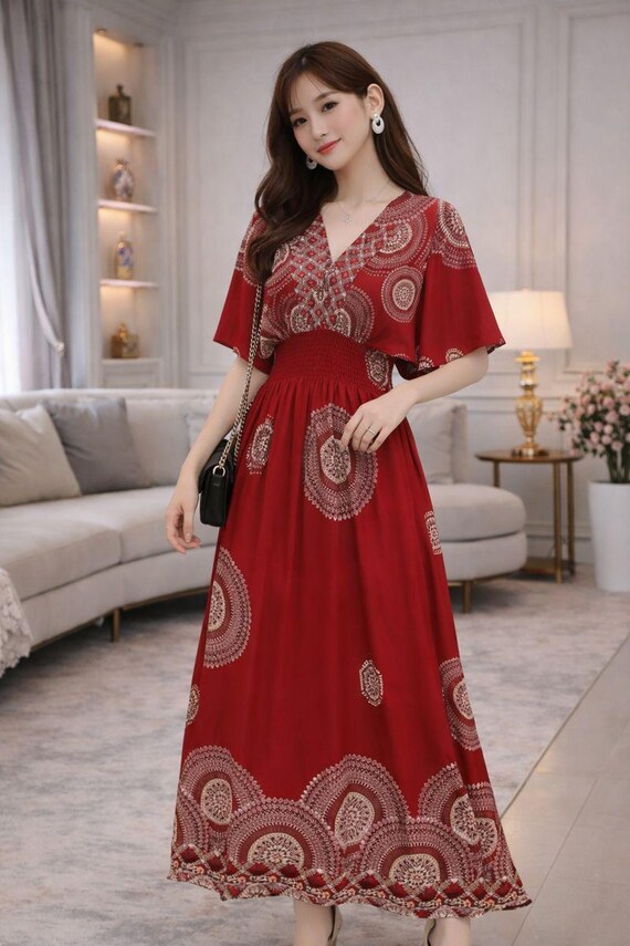 bohemian v neck maxi dress VENUS MAXI Stunning V-Neck Bohemian Printed Dress in Silver Teal Floral