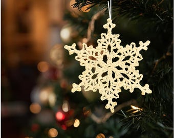 Snowflake Crochet Pattern PDF, Christmas Ornament Decor Digital Guide