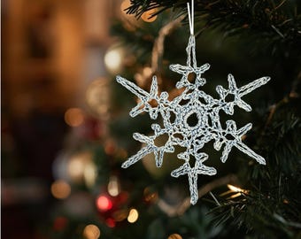 Snowflake Crochet Pattern PDF, Christmas Ornament Digital Guide