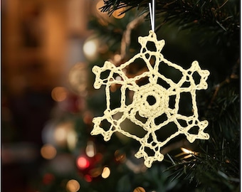 Snowflake Crochet Pattern PDF, Christmas Ornament Decor Digital Guide