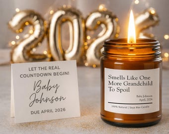 Pregnancy Reveal Custom Gift Candle, Pregnancy Announcement Gift Baby Announcement Candle, Gift for Grandparents for Parents Baby Reveal