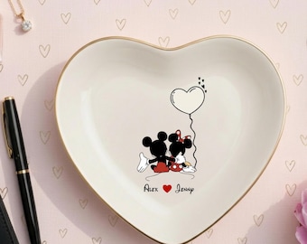 Custom Disney Ring Dish, Mickey & Minnie Balloon Tray, Personalized Engagement Ring Holder, Disney Wedding Gift, Cute Bridal Jewelry Tray