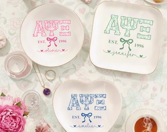 Custom Chinoiserie Greek Sorority Trinket Dish: Sorority Initiation Gift, Coquette Girls Sorority Gifts